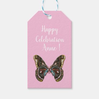 Exotic Butterfy Art Drawing Gift Tags