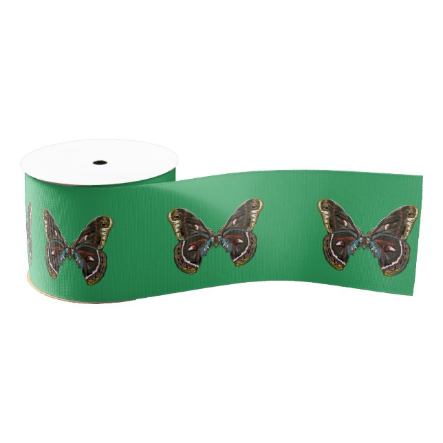 Exotic Butterfy Art Drawing Grosgrain Ribbon (Spool)