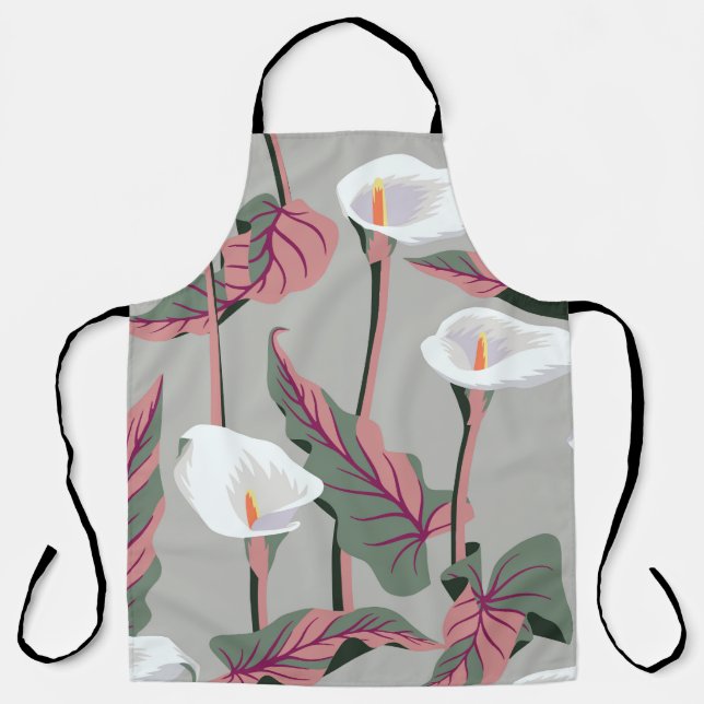Exotic Calla: Vintage Floral Seamless Apron (Front)