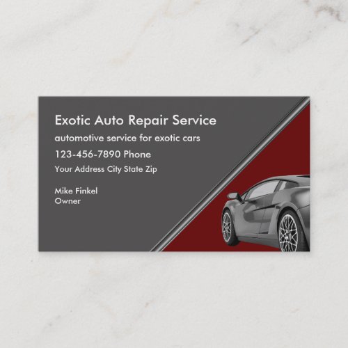 Exotic Car Auto Repair Business Card