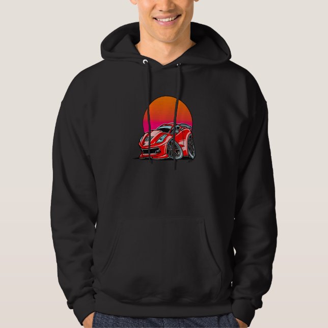 Exotic Car Turbo Sports Sunset Car Hoodie (Front)