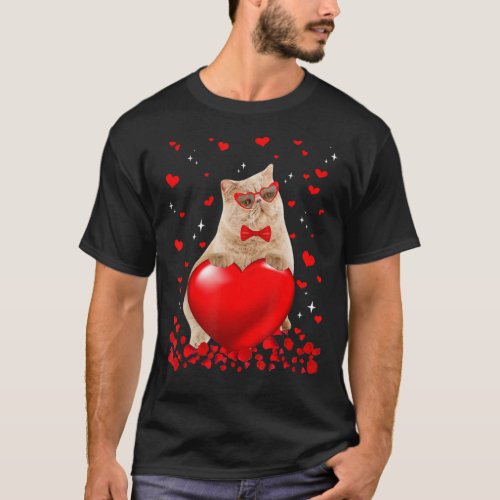 Exotic Cat Heart Valentine Cat Lover T_Shirt