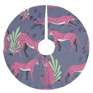 Exotic cheetahs: colorful vintage pattern. brushed polyester tree skirt
