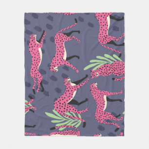 Exotic cheetahs: colorful vintage pattern. fleece blanket
