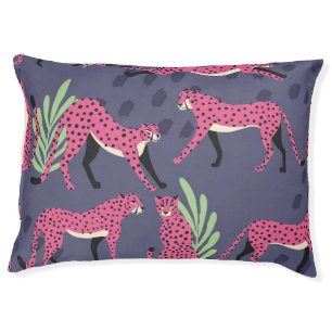Exotic cheetahs: colorful vintage pattern. pet bed