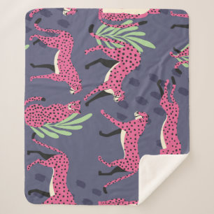 Exotic cheetahs: colorful vintage pattern. sherpa blanket