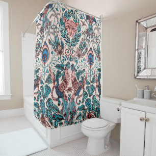 Exotic chinoiserie inspired jungle animal shower curtain