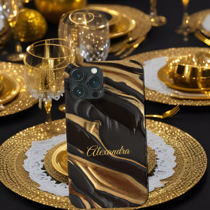 Exotic Chocolate Gold Black Honeycomb swirl iPhone 13 Pro Max Case