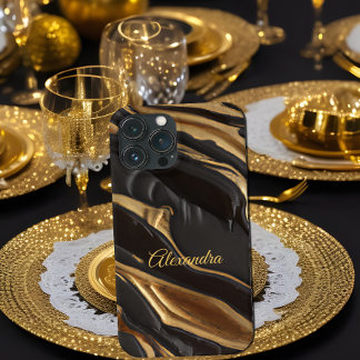 Exotic Chocolate Gold Black Honeycomb swirl iPhone 13 Pro Max Case