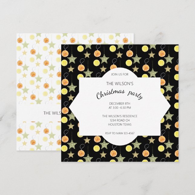 Exotic Christmas Citrus Fresh Party  Invitation (Front/Back)