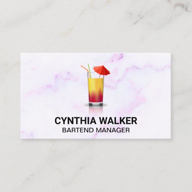 Exotic Cocktail | Colorful Marble Business Card (Front)
