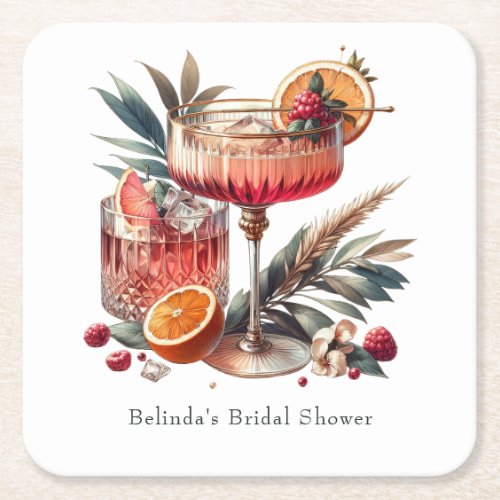 Exotic Cocktail Square Paper Coaster