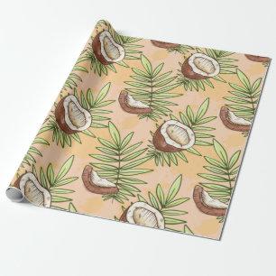 Exotic Coconut Fruit Lover Pattern Cute Summer Wrapping Paper