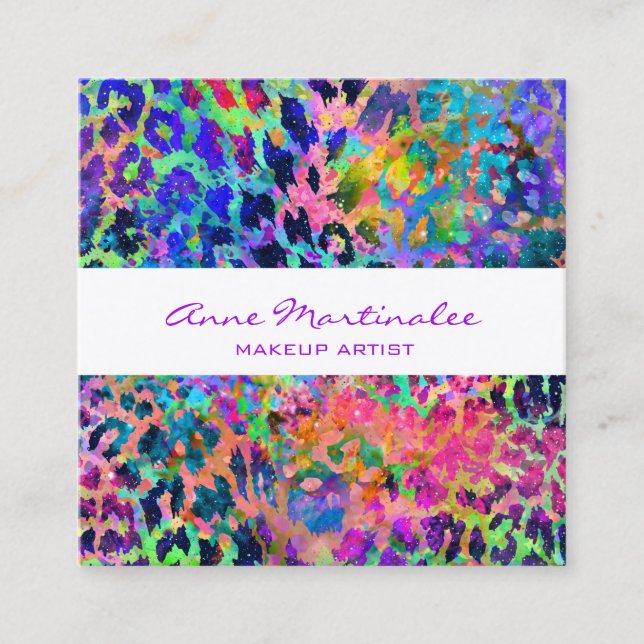 Exotic Colorful Animal Print Square Business Card (Front)