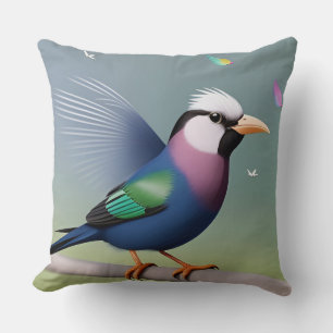 Exotic Colorful Bird Design – Luxury Inspired Throw Pillow
