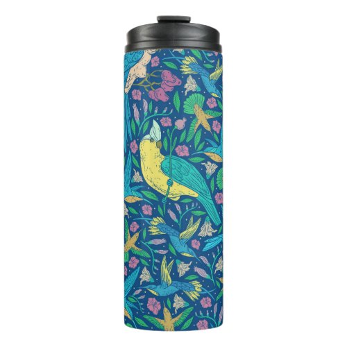 Exotic Colorful Birds  Flowers Pattern Thermal Tumbler