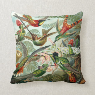 Exotic Colorful Birds Vintage Print Throw Pillow