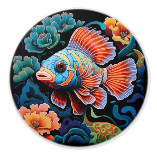 Exotic Colorful Fish Ceramic Knob