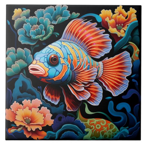 Exotic Colorful Fish Ceramic Tile