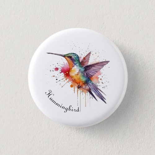 Exotic colorful hummingbird Button