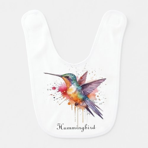 Exotic colorful hummingbird customizable baby bib