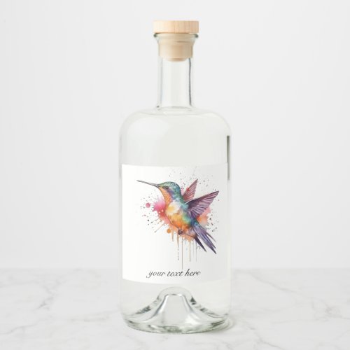 Exotic colorful hummingbird customizable liquor bottle label