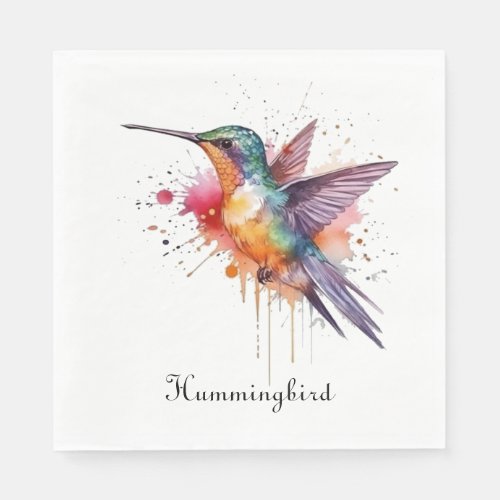 Exotic colorful hummingbird customizable napkins