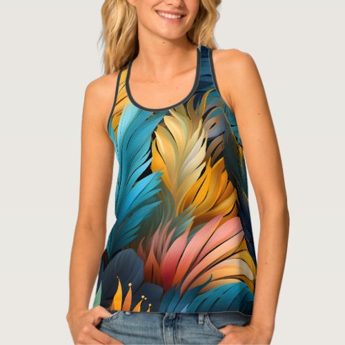 Exotic colorful palm leaves  tank top