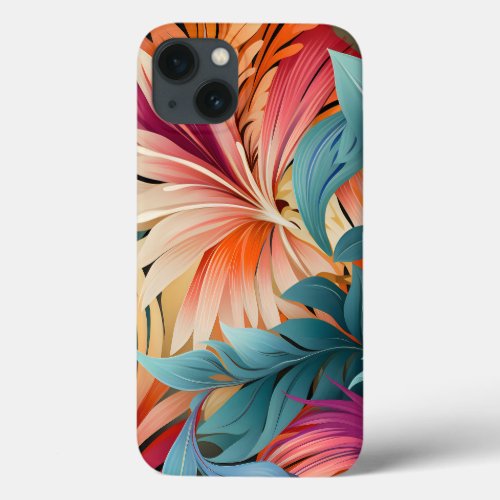 Exotic colorful summer leaves iPhone 13 case