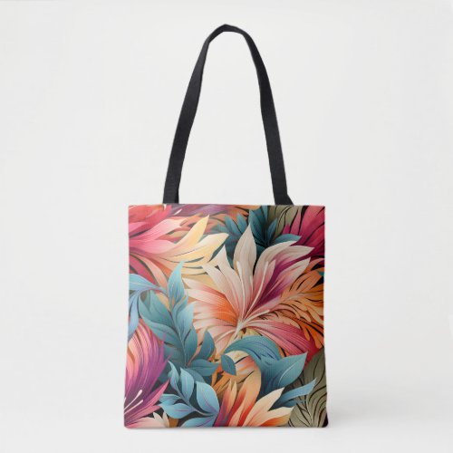 Exotic colorful summer leaves tote bag