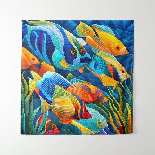 Exotic Colorful Tropical Fish in Coral Reef Tapestry