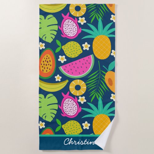Exotic Colorful Tropical Fruits Custom  Beach Towel