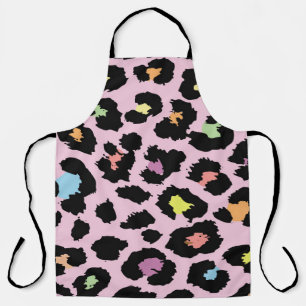 exotic colorful wild leopard design hand drawn fas apron