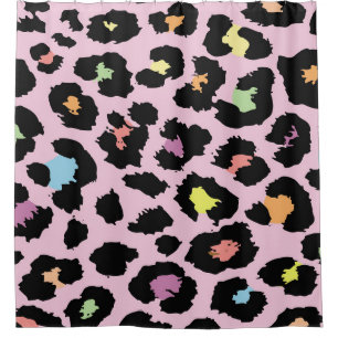 exotic colorful wild leopard design hand drawn fas shower curtain