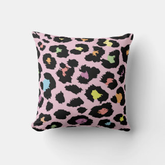 exotic colorful wild leopard design hand drawn fas throw pillow
