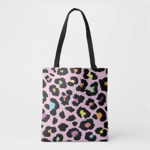 exotic colorful wild leopard design hand drawn fas tote bag