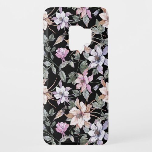 Exotic Columbine Black Floral Watercolor Case_Mate Samsung Galaxy S9 Case