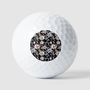 Exotic Columbine: Black Floral Watercolor. Golf Balls