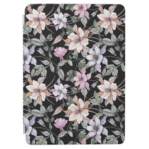 Exotic Columbine Black Floral Watercolor iPad Air Cover
