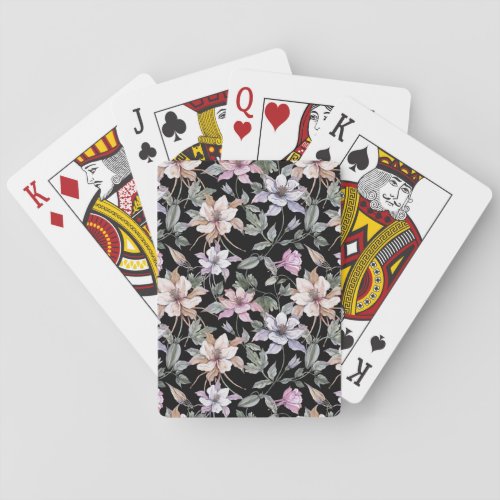 Exotic Columbine Black Floral Watercolor Playing Cards