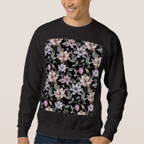Exotic Columbine Black Floral Watercolor Sweatshirt