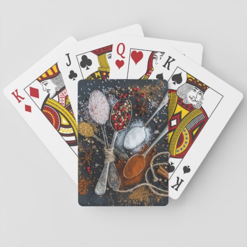 Exotic Cooking Spices  Spoons Playing Cards