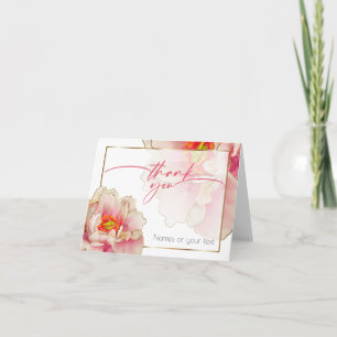 Exotic Coral Rose Peony Thank You Card