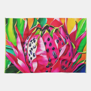 Exotic Dragon Fruit Bloom Kitchen Towel