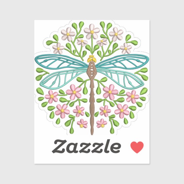 Exotic Dragonfly Floral Design Pastel Sticker (Sheet)