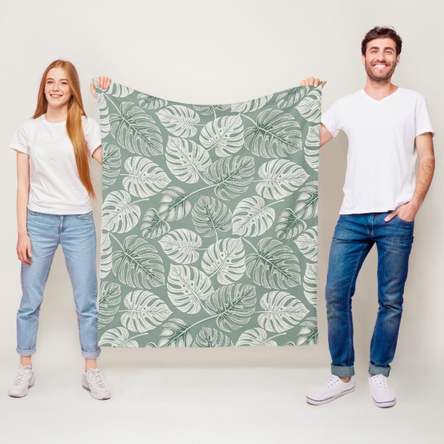 Exotic Elegant Monsteras Fleece Blanket (In Situ)