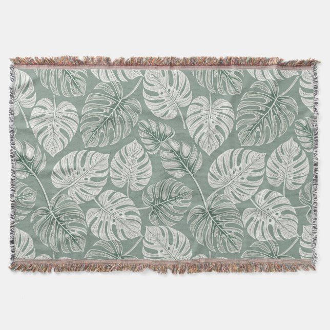 Exotic Elegant Monsteras Throw Blanket (Front)