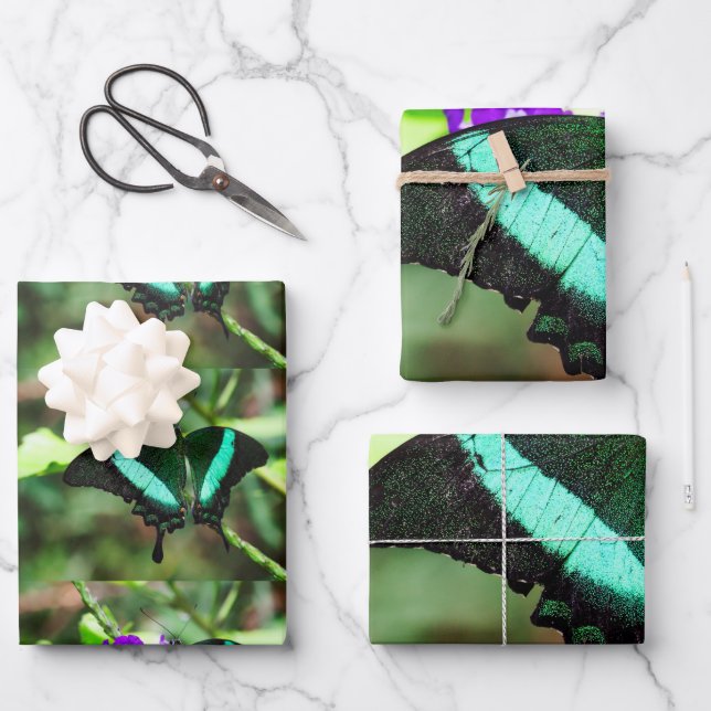 Exotic Emerald Swallowtail  Wrapping Paper Sheets (Front)