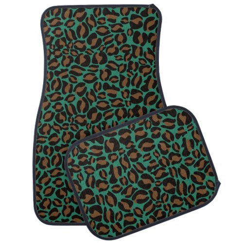 Exotic Faux Leopard Animal print Green Tan Safari Car Floor Mat