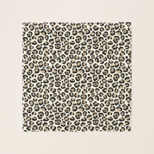 Exotic Faux Leopard Print Graphic in Sepia  Scarf (Front)